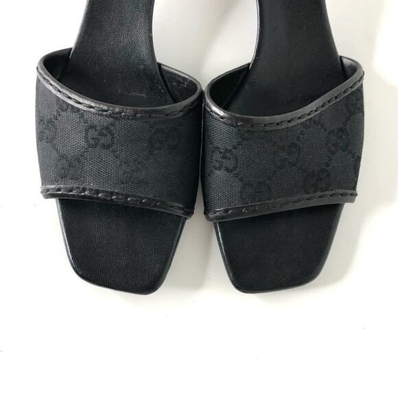 Gucci Retro Vintage Monogram Low Heel Slip On Mules Sandals 6.5 - Picture 3 of 12